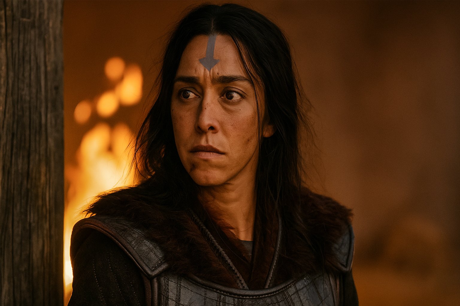 Avatar Fire and Ash Full Story and History of the Third Avatar Film - Oona Chaplin portraying Varang, the fierce leader of the Ash Clan in Avatar Fire and Ash, standing in traditional Na’vi attire.