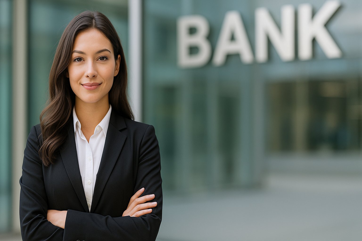IBPS CRP CSA XV Recruitment 2025 – Exciting Opportunity for a Secure Banking Career: Young professional woman smiling confidently with a modern banking office background, representing opportunities through IBPS CRP CSA XV Recruitment 2025.